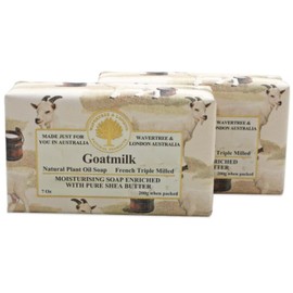 Wavertree & London Goats Milk Scented Natural Soap (2 Bars), 7oz Moisturizing French Triple Milled Soap Bars enriched with shea butter - Pure Plant Oil Bath & Body Soap for All Skin Types