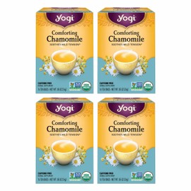 Yogi Tea Comforting Chamomile Tea - 16 Tea Bags per Pack (4 Packs) - Organic Chamomile Tea Bags - Supports a Good Night's Sleep & Occasional Stomach Discomfort - Made from Organic Chamomile Flower