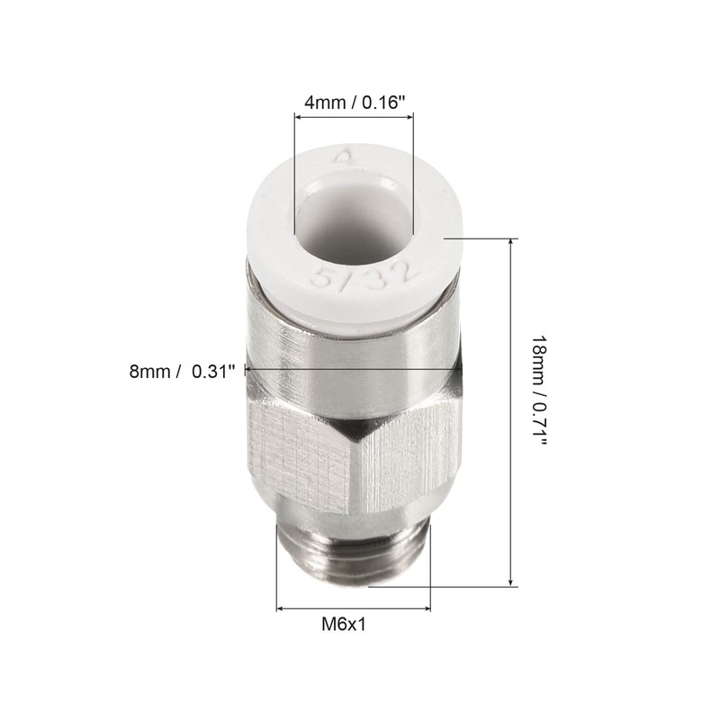 PATIKIL M6 Push to Fit 4mm OD Hose Connect Fittings,