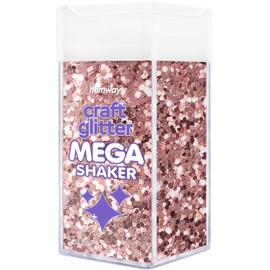 Hemway Bulk Glitter 360g / 12.7oz MEGA Craft Shaker Glitter for Nails, Resin, Tumblers, Arts, Crafts, Painting, Festival, Cosmetic, Body - Super Chunky (1/8" 0.125" 3mm) - Rose Gold