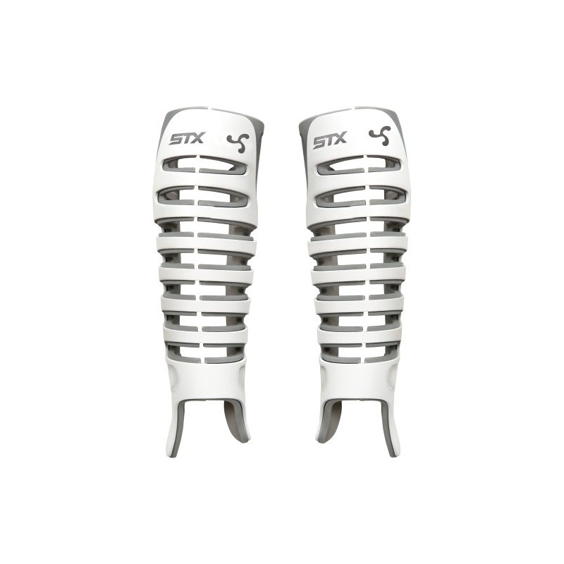 STX Lacrosse Goalie Valor Shin Guards, L/XL, Pair, White