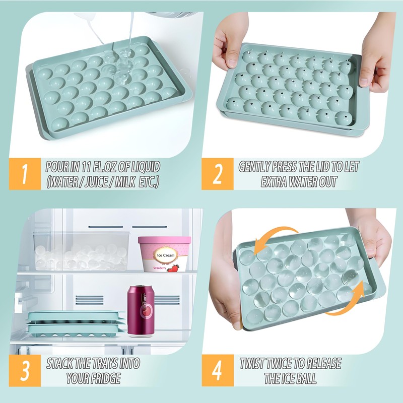 Argoeen Ice Cube Tray,66 pcs Ice Tray,Ice Cube Pop Out
