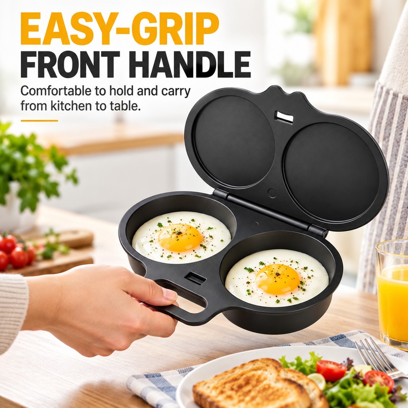 Dual-Cavity Microwave Egg Cooker for Quick Meals – Food-Grade Plastic