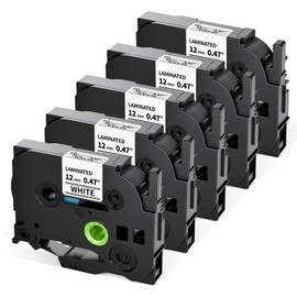 Upwinning Tze-231 Tze 231 Tze231 Label Printer Tape 12 mm Compatible with Brother P-touch Bands 12 mm for Brother P Touch Cube Bluetooth Monochrome PTH110 H107B 1000 1010 Labelling Device, Pack of 5