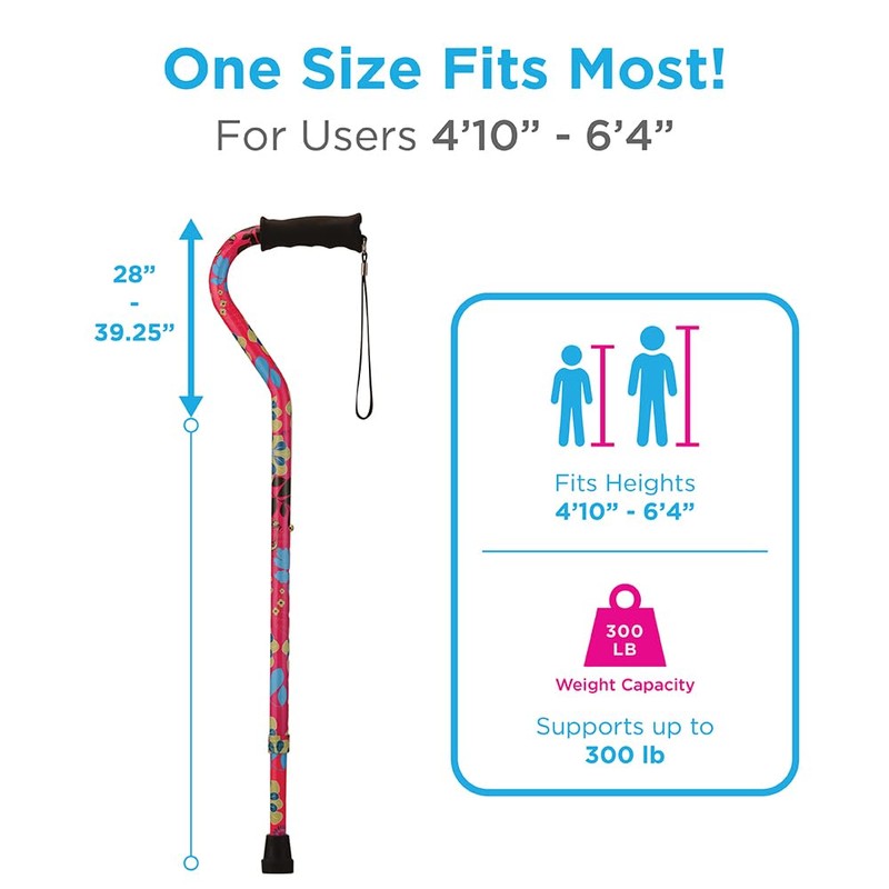 Nova Joy Designer Offset Walking Cane for Seniors - Unisex