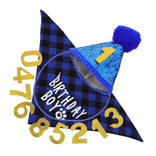 WOONEKY 1 Set Dog Birthday Hat Necklace Pet Supplies Hat