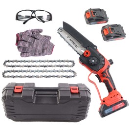 generic AOMSIC Mini Chainsaw 6 Inch with 2 Batteries Mini Electric Chain Saws Cordless Handheld Portable Small Chainsaw for Wood Cutting, ‎Large, Orange