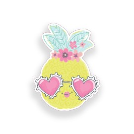 Real Sticky Flower Pineapple Heart Sticker Pink Sunglasses Laptop Car Window Bumper Decal