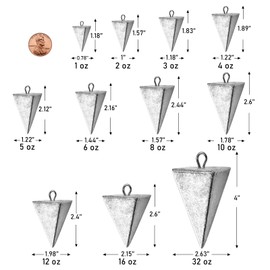 Alwonder Pyramid Sinkers Fishing Weights Fishing Sinkers, Saltwater Freshwater Lead Fishing Weight Sinker for Ocean Surf Fishing Gear Catfish Tackle 8oz