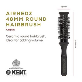 KENT Cepillo Redondo Airhedz para Secado con Secador, Cuerpo de Cermica para Cortes Largos Y Cabello Corto A Medio, Secado Ms Rpido.                  