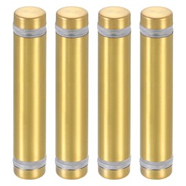 uxcell 4 Pcs Standoff Screws, 1/2" x 2.36" Stainless Steel Double Head Advertising Screws Wall Standoff Mounts Hardware for Acrylic Glass Sign Holder Wine Glass Rack, Gold