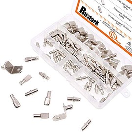 Rustark 110 Pcs 3 Styles Nickel Plated Shelf Pins Bracket Peg Cabinet Furniture Shelf Pins Support Assortment Kit Perfect for Shelf Holes