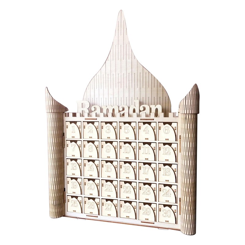 30 Day Wooden Ramadan Advent Calendar Home Decor Hollow Out