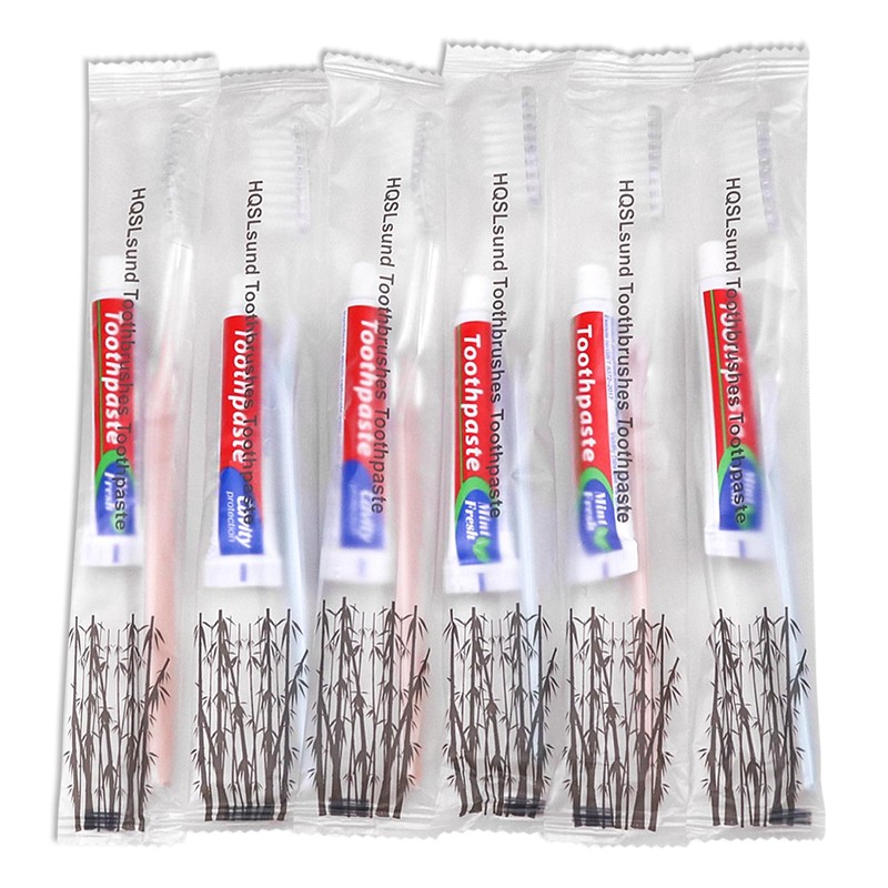 HQSLsund 50 pcs Disposable Toothbrushes, 2 Color Toothbrushes and Toothpaste