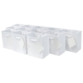 OccasionALL Mini White Gift Bags with Handles, Holiday Bags, Christmas Wrap, Birthdays, Weddings, Bachelorette, Party Favors, Bulk, 4x2.75x4.5, 12 Pack