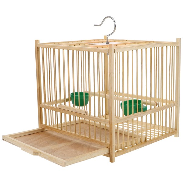 Kisangel 1set Bamboo Bird Cage Small Parrot Cage with Hanging