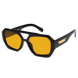 SOJOS Trendy Aviator Sunglasses for Womens Mens Polarized,Hexagonal Square Plastic Frame Double Bridge Designer Inspired Sun Glasses SJ2288