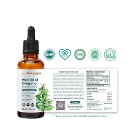 30ml Oregano Oil 92% Carvacrol 100% Pure & Undiluted Vegan Super-Strength Himalayan Wild Oil of Oregano (Origanum Vulgare) Highly Potent Natural Immune Support for Cold, Cough, Sore Throat, Gut Health