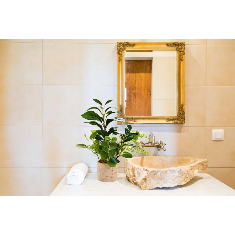 Ainuowei 12.8'' Aritificial Plants Potted Faux Plants in Rustic Cement