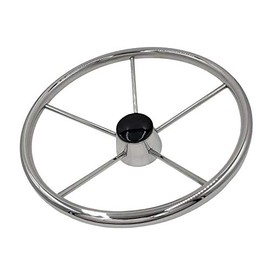 Jinmu 13-1/2 Inch 5-Spoke Destroyer Style Stainless Boat Steering Wheel for Boat, Yacht