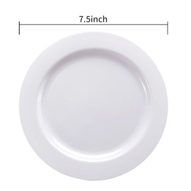 I00000 50 Pcs White Plastic Dessert Plates, 7.5 inch Disposable Salad Plates, Premium Appetizer Plates for Party, White Plastic Plates for Wedding