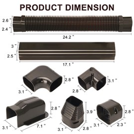 3" W 10Ft L Brown Line Set Cover Kit for Mini Split Air Conditioners Decorative PVC Slim Line Cover for Central AC & Heat Pumps Systems Tubing Cover