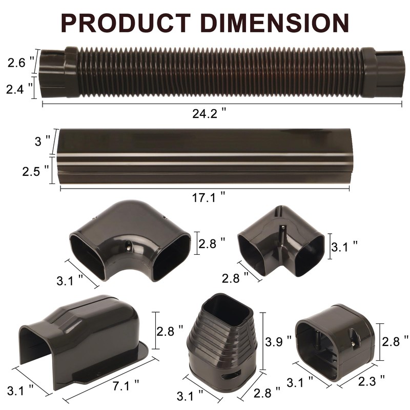 3" W 10Ft L Brown Line Set Cover Kit for