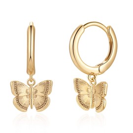 Butterfly Earrings for Women Huggie Hoop, Butterfly Earrings Drop Earrings Huggie Hoop Earrings for Women Hypoallergenic Hoops Butterfly Hoop Earrings for Women