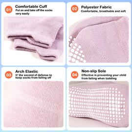 GRPSKCOS Non Slip Toddler Socks 15 Pairs Toddler Grip Anti Skid Low Cut Socks for Boys Girls（#9 Girls Color, 5-7 Years）