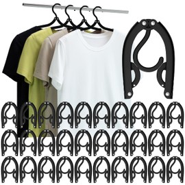 SINJERREAY Foldable Travel Hangers Portable Plastic Folding Clothes Hangers Travel Accessories Drying Rack Folding Hangers for Traveling Camping RV Cruises Dormitory School Hotel (30, Black)