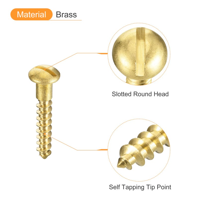 sourcing map Wood Screws M3 x 20mm Slotted Round Head