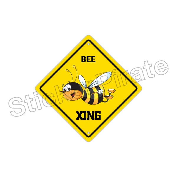 StickerPirate Bee Crossing Funny Metal Novelty Sign Aluminum