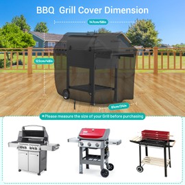BROSYDA BBQ Cover 147x61x122cm, Waterproof, Windproof, UV Resistant, Tear Resistant, Heavy Duty 600D Oxford Barbecue Cover, BBQ Grill Cover with Buckle and Drawstring