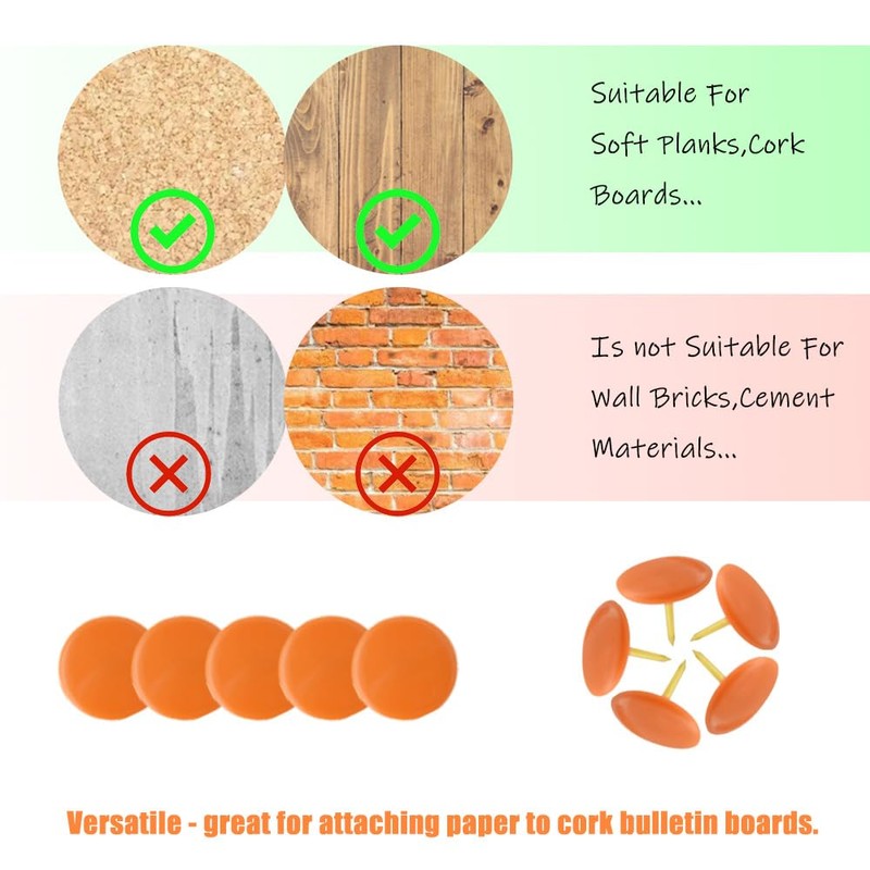 Hocansen Pack of 300 Thumbtacks 10 x 9 mm Round