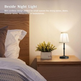eypid Mini Cordless Lamp,2000mAh Battery Operated Lamp,2 Level of Brightness Wireless Black Lamp,5W Led Rechargeable Lamp,Small Cordless Lamps for Table,Nightstand,Kitchen,Decor (Black, H 11.4")