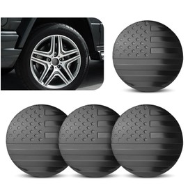 DYEKNEE Pack-4 Car 2.2" Wheel Center Hub Cap, American Flag Design Waterproof Rim Decoration, Rustproof Durable Round Vehicle Wheel Hub Protective Covers, Universal for Most Cars Trucks (Black)