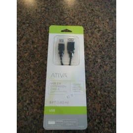 Ativa New In Box Ativa 828-655 USB 2.0 Extension Cable, 6’, Black