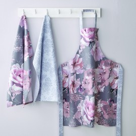 Catherine Lansfield Dramatic Floral Two Pack Tea Towels Grey