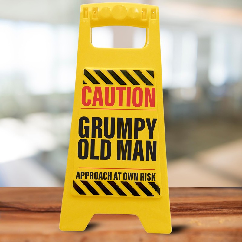 Boxer Gifts Caution Grumpy Old Man Novelty Warning Sign -