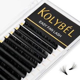 KOLYBEL Eyelash Extensions Easy Fan Lashes 0.05 Thickness D Curl 8-15mm Mix Tray Auto Blooming Lash Extension Volume Lashes Lasting Self Fanning Lashes(0.05-D,8-15mm)