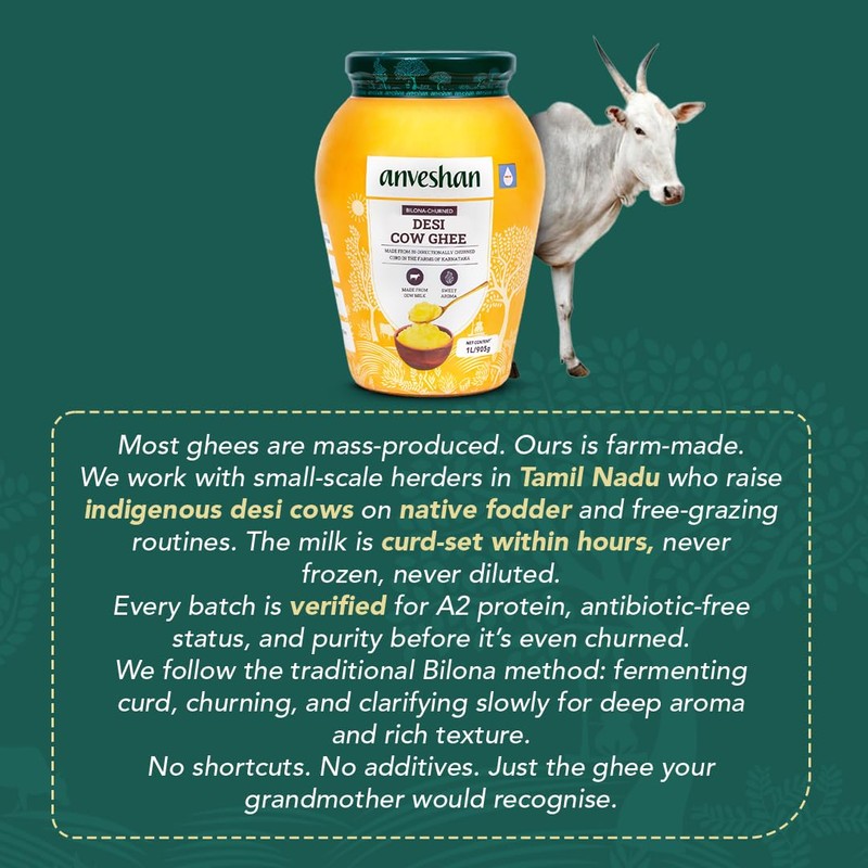 Anveshan A2 Desi Cow Ghee Clarified Butter | Pasture Raised