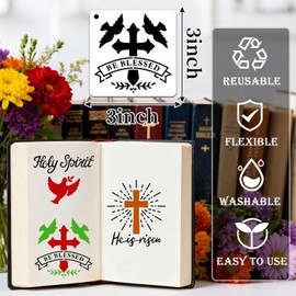 64 Pieces Small Bible Verse Stencils for Painting on Wood, 3 Inch Reusable Christian Stencil for Crafts, Plastic Motivational Quotes Word Template for Wall Rock Sign Canvas Home Decor(Bible)