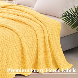 Whale Flotilla Extra Large Fuzzy Fleece Throw Blanket for Couch, 50x70 Inch Fluffy Warm Soft Jacquard Blankets for All Season, Lightweight and Cozy, Baby Yellow