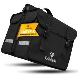 RADGEIST Double Pannier Rack Bag, Double Bag for Pannier Rack, 30 L, Easy Attachment, Bicycle Bag, Double Pannier Rack, Black