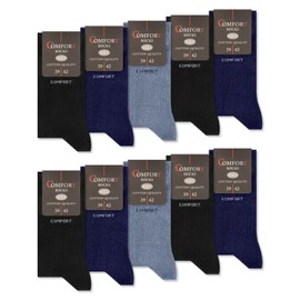 10 Pairs of Comfort Socks without Elastic and without Seams, for Men and Women, Cotton Comfort Cuff