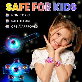 SCIONE 24 Pack LED Light Up Fidget Spinner Bracelets, Glow in The Dark Party Favors for Kids 4-8 8-12, Treasure Box Toys, Birthday Gifts, Carnival Prizes, Christmas Goodie Bags Stuffers for Kids
