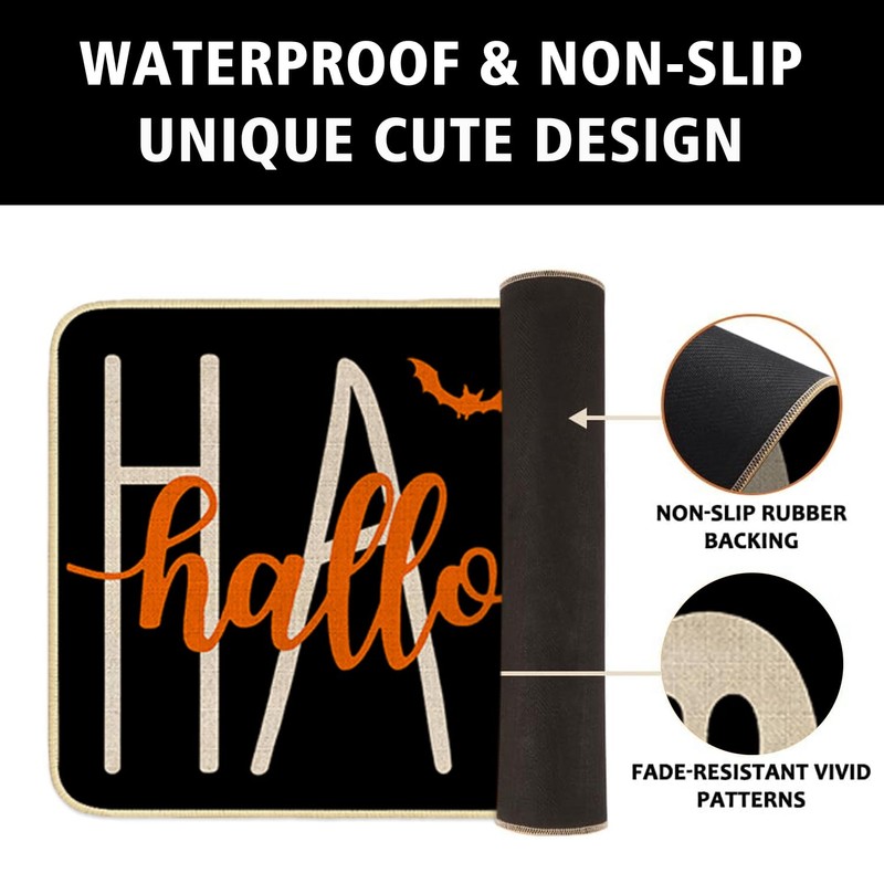 xuujdoppwul Happy Halloween Kitchen Rugs Set of 2,Spooky Ghost Kitchen