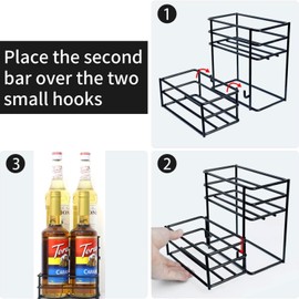 XG Glitter Coffee Syrup Rack,Coffee Syrup Organizer for Coffee Bar,Kitchen.Small Wine Rack for Bar,Family,Storage for Syrup, Wine, Dressing(4 Bottle Capacity)