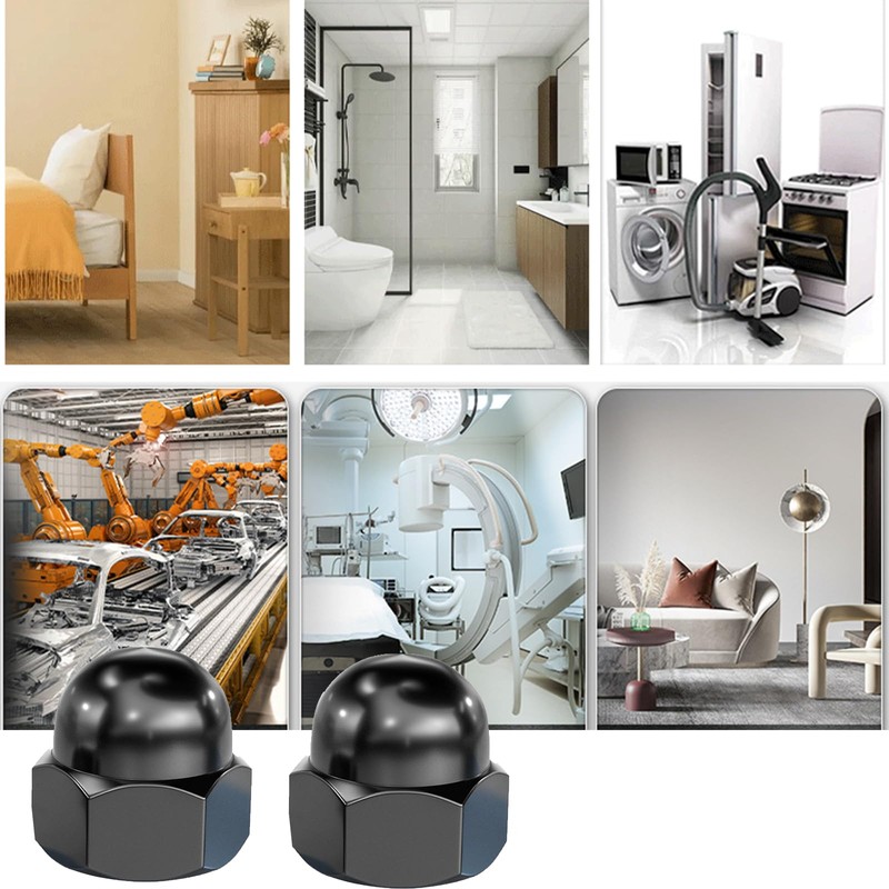 20Pcs Black Stainless Steel Cap Nuts,Nut Caps,Hex Cap Nuts,Dome Hex