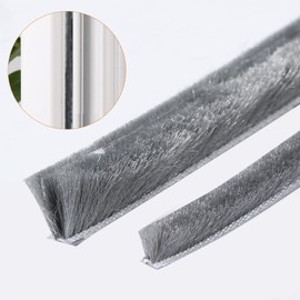 hokmly Weather Stripping Door Seal - 5m (16ft) Brush Weather Stripping,Card-Slot Seal Strip Pile Weatherstrip for Door Window (6mm x 8mm (Backing 0.236 x Brush 0.315 Inch) Gray)